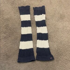 Hollister Navy and White Knit leg Warmers